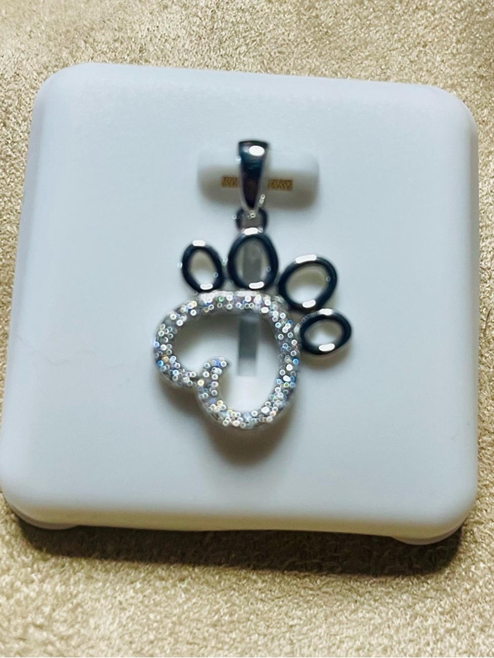 Moissanite 925 Silver Paw Print Pendant - Picture 4 of 6